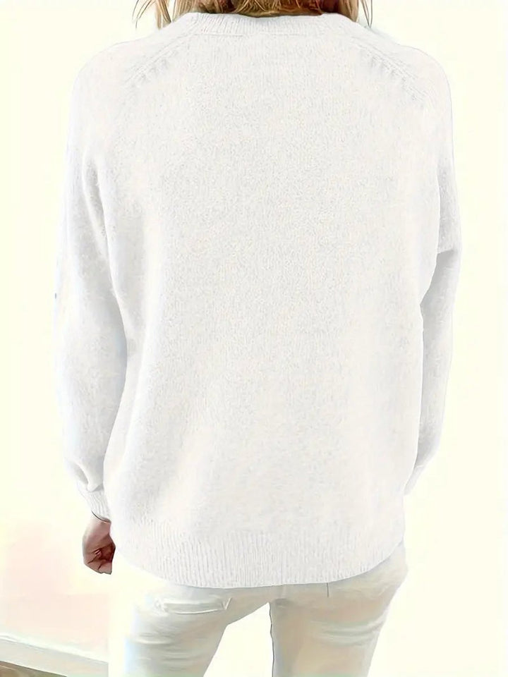 Clara | Stilvoller Strickpullover mit V-Ausschnitt und Knopfleiste