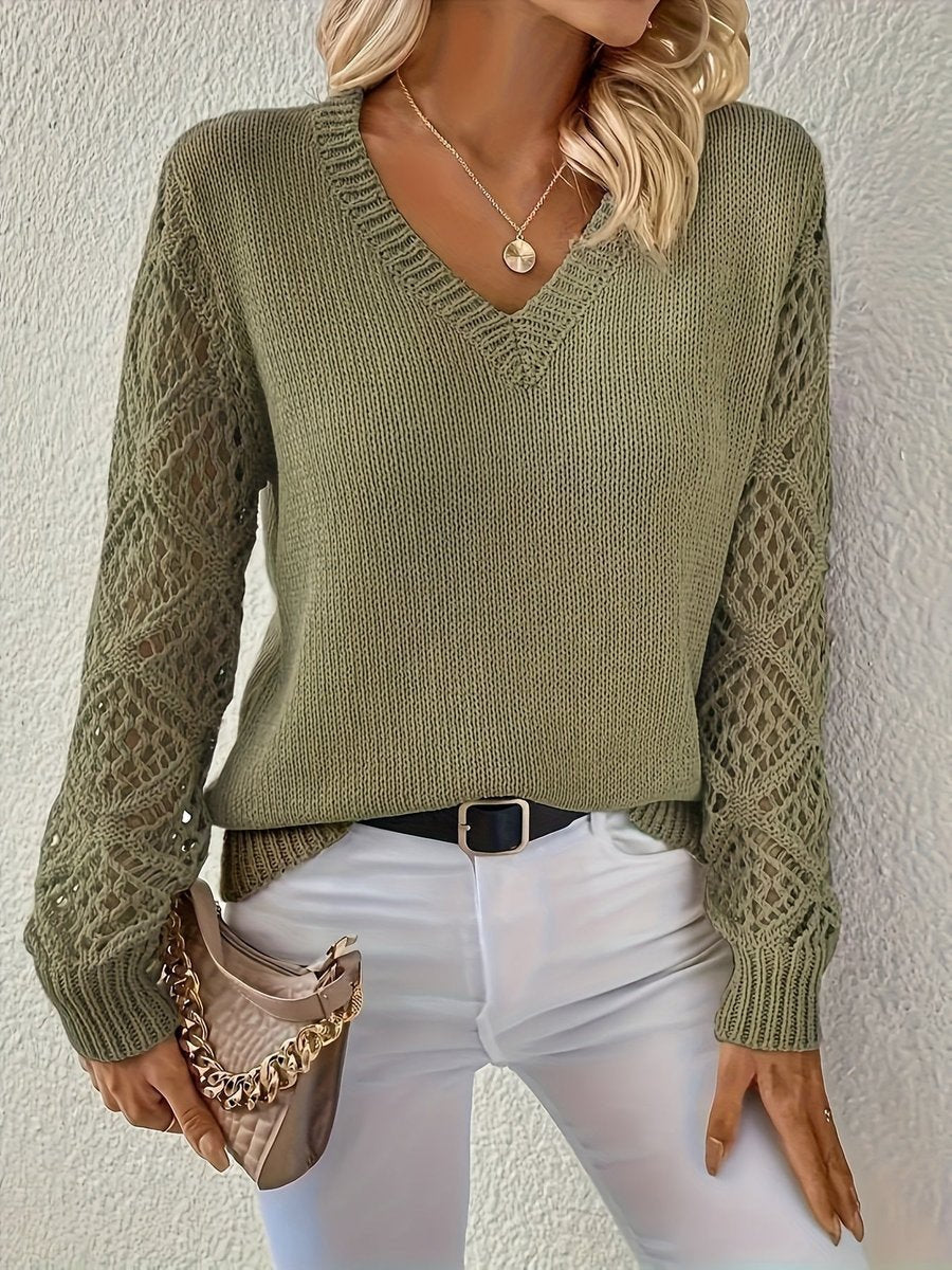 Elisabeth | Lochstrick Pullover – Eleganter V-Ausschnitt für Damen