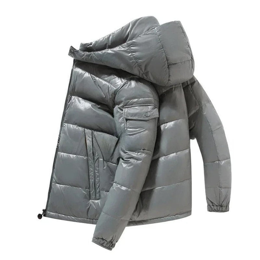 Moritz | Herren Winterjacke – Glänzende Daunen-Steppjacke mit Kapuze