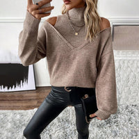 Nina | Elegant Off-Shoulder Turtleneck Sweater with a Modern Layered Look