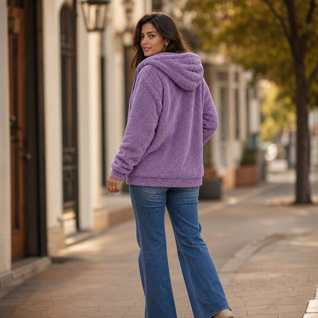 Cloudhug | Hooded Plush Zip-Up Jacket – Weich und Warm für Frauen