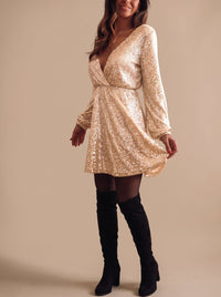 Johanna | Funkelndes Mini-Partykleid Mit Pailletten Und Wickeloptik