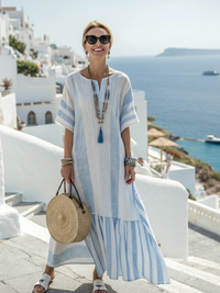 Livia | Luftiges Maxikleid mit Streifenmuster und Fließendem Fall