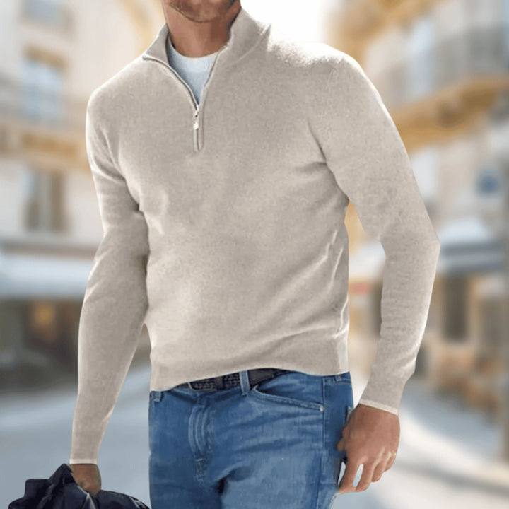 Sebastian | Leichter Quarter-Zip-Strickpullover für Herren