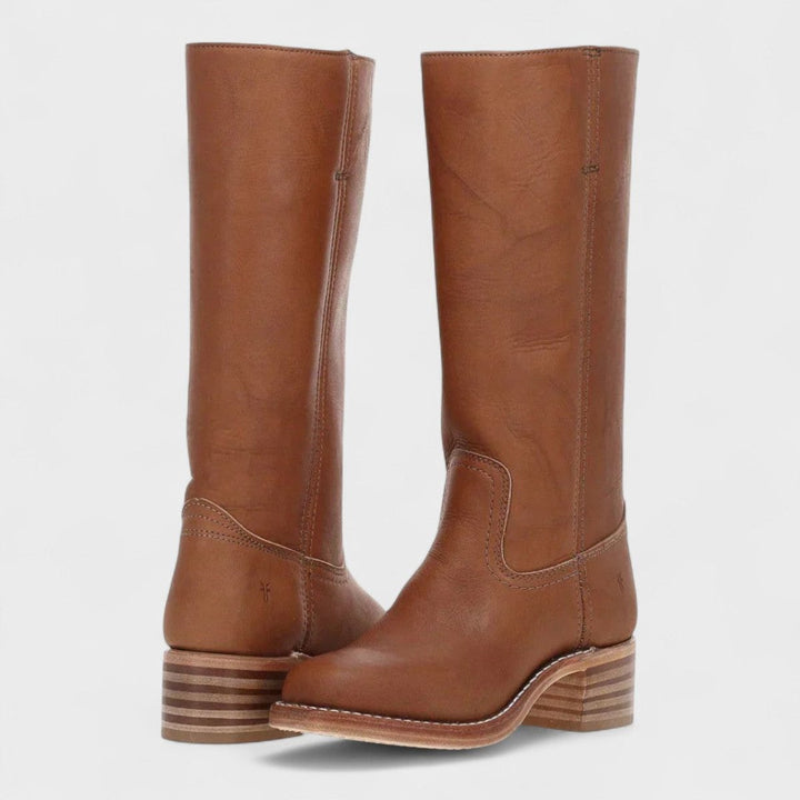 Sienna | Elegante kniehohe Lederstiefel mit Western-Details