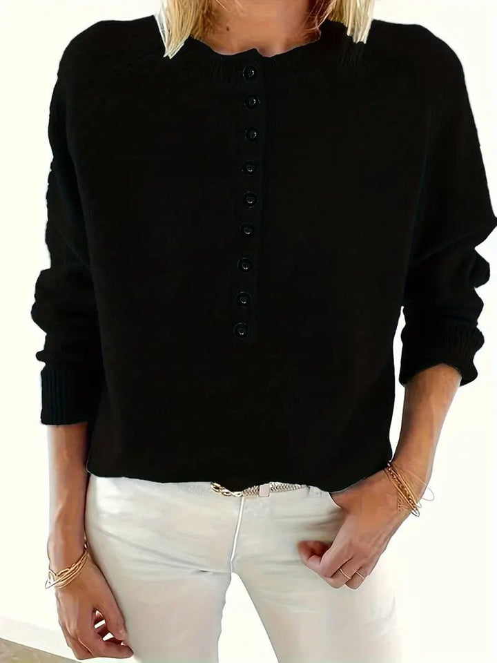 Clara | Stilvoller Strickpullover mit V-Ausschnitt und Knopfleiste