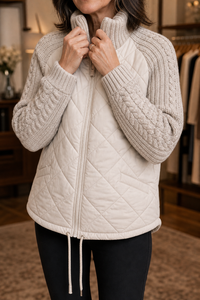 Lena | Moderne Pufferjacke Mit Strickdetails Und Warmem Patchwork-Design