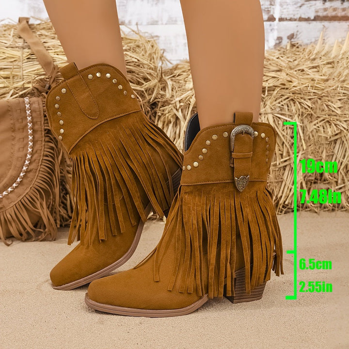 Melanie | Stilvolle Cowboy-Stiefel mit Fransen und Nieten