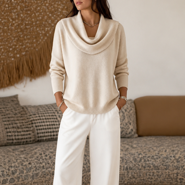 Draveline | Cowl Neck Drape Knit Sweater für Frauen