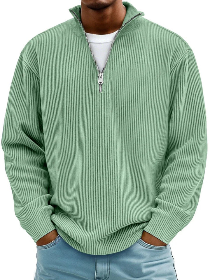 Tobias | Stilvoller Herren Rippstrickpullover Mit Quarter-Zip