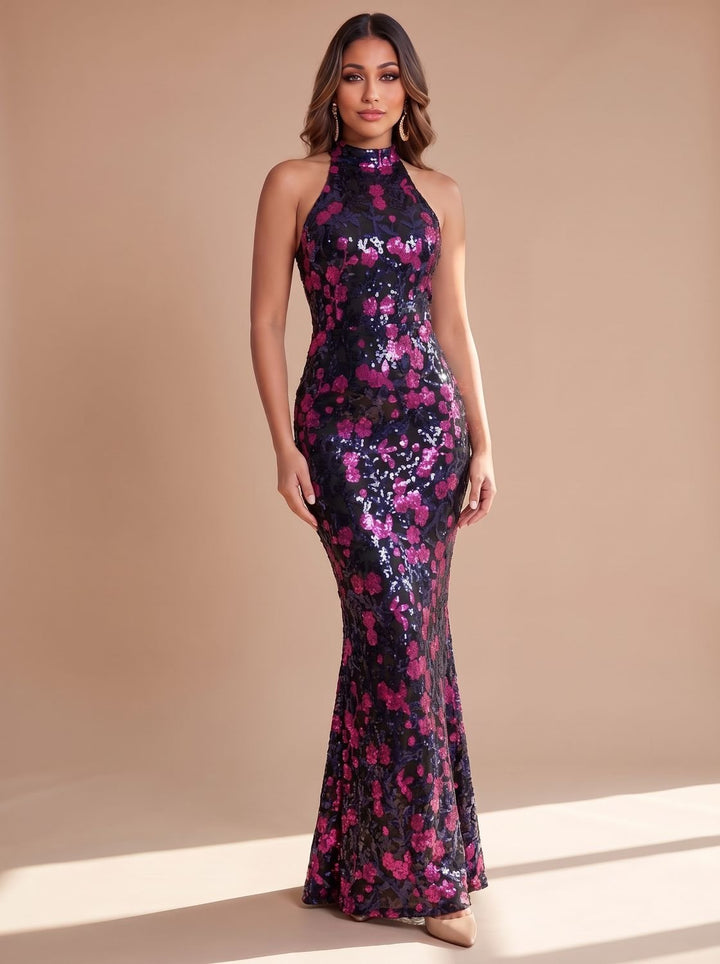 Grace | Mermaid Dress – Festliche Sequin Floral Robe für Damen