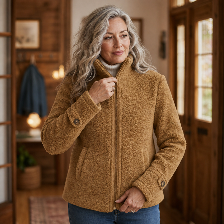 Velmora | Fleece-Look Jacke mit Stehkragen – Bequem und Warm für Frauen