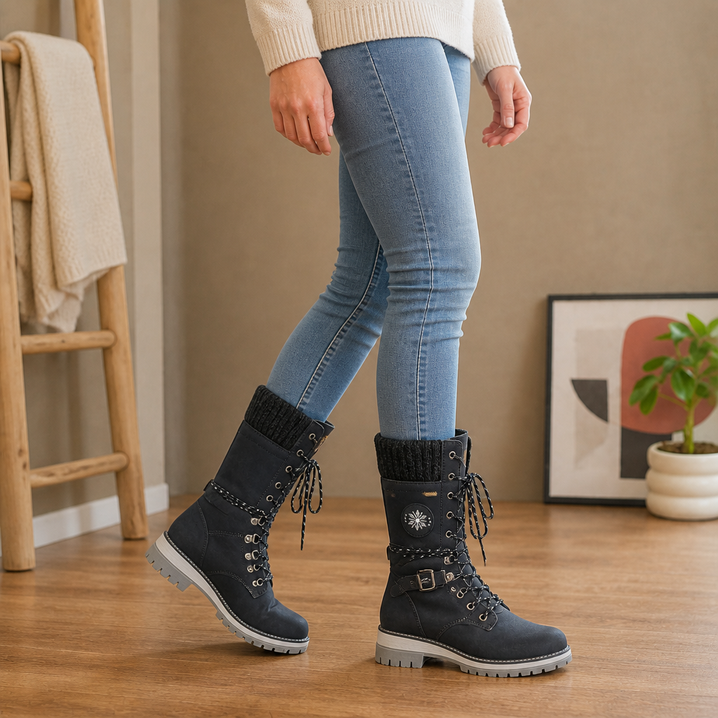 Snowbella | Kniehohe Winterstiefel mit seitlichem Reißverschluss