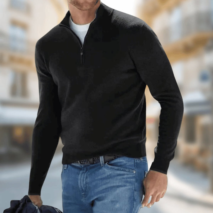 Sebastian | Leichter Quarter-Zip-Strickpullover für Herren