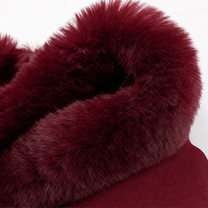 Wearbella | Hooded Knit Cape Coat mit Faux-Fur-Besatz