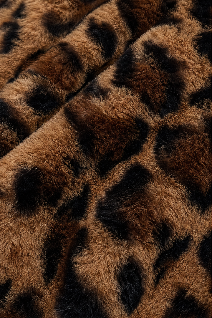 Leora | Leopard Print Faux Fur Coat – Elegantes Open-Front-Design für Frauen