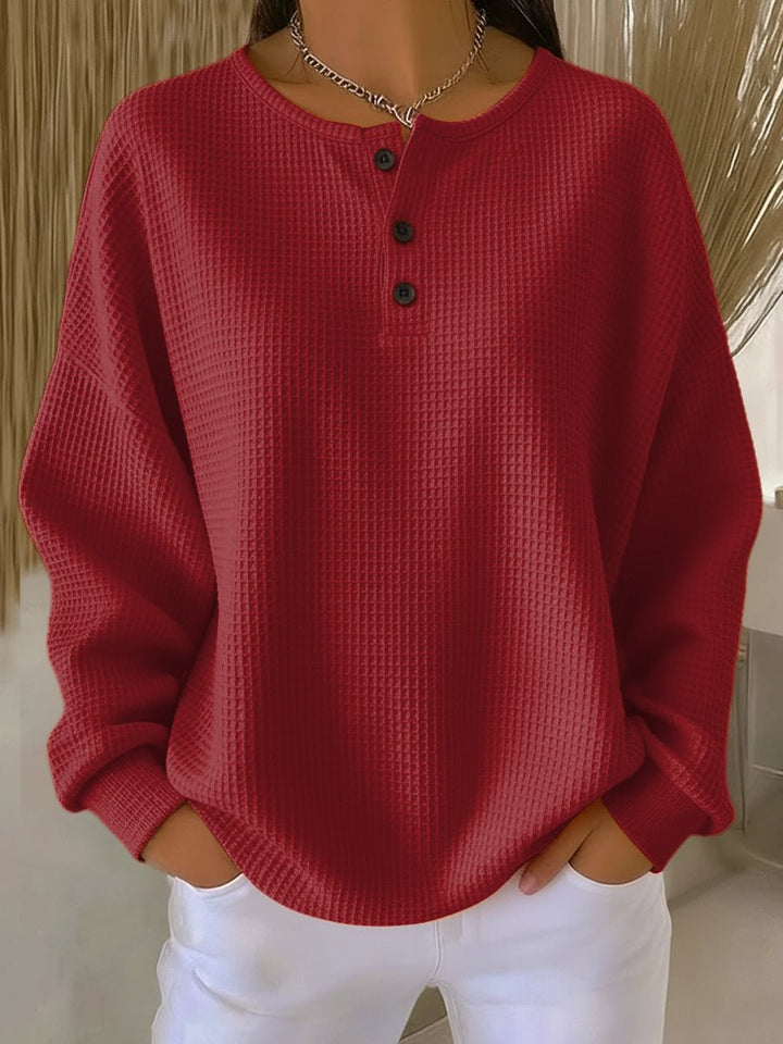 Lina | Lässiger Damen Oversized Strickpullover Mit Waffelstruktur