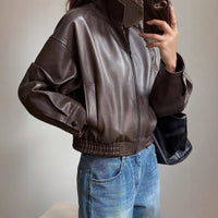Sabrina | Lässige Kunstleder-Lederjacke mit Elastischem Saum