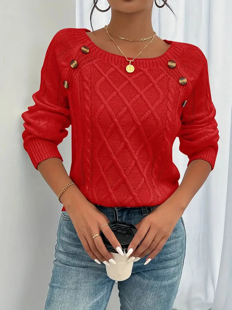 Lina | Langärmeliger Pullover mit Zopfmuster für Damen