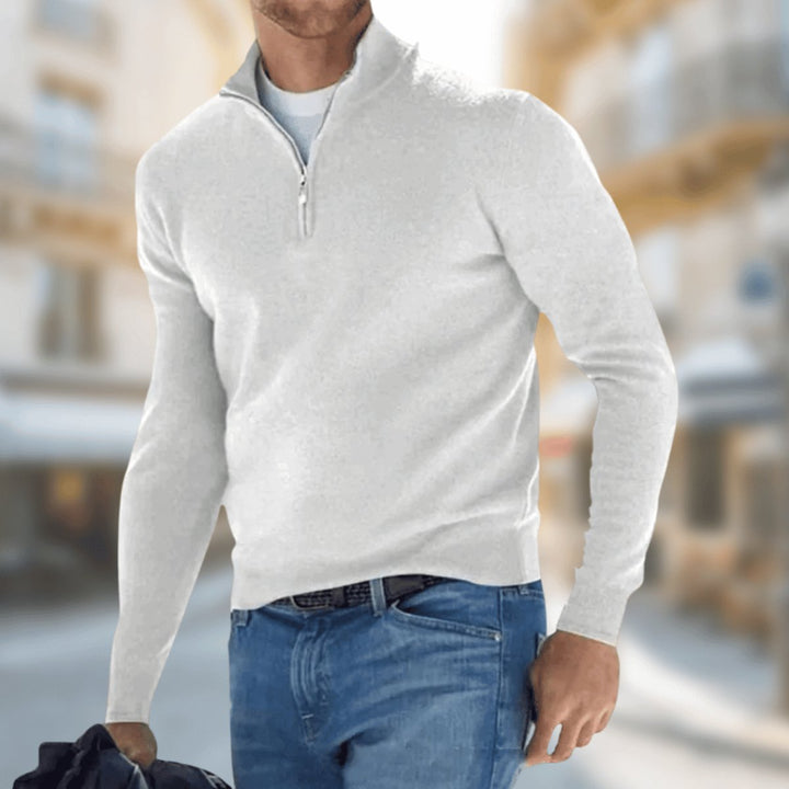 Sebastian | Leichter Quarter-Zip-Strickpullover für Herren