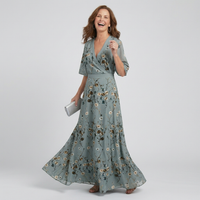 Leonie | Elegantes Maxikleid mit Halterkragen und Floralem Muster