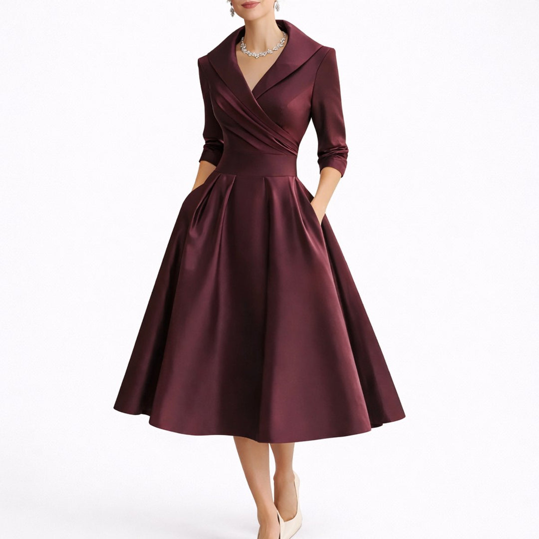 Nadine | Herbst-Hochzeitskleid Mit A-Linien-Schnitt, V-Ausschnitt Und Taschen