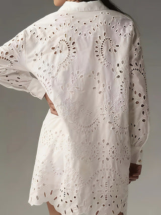 Mathilda | Delicate and Elegant Eyelet Tunic Shirt