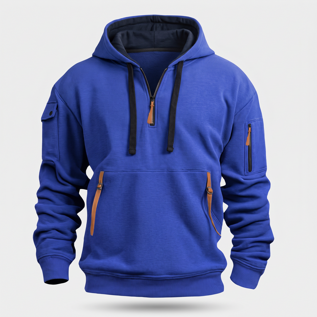 Zeno | Utility Hoodie – Praktischer Half-Zip Stil für Männer