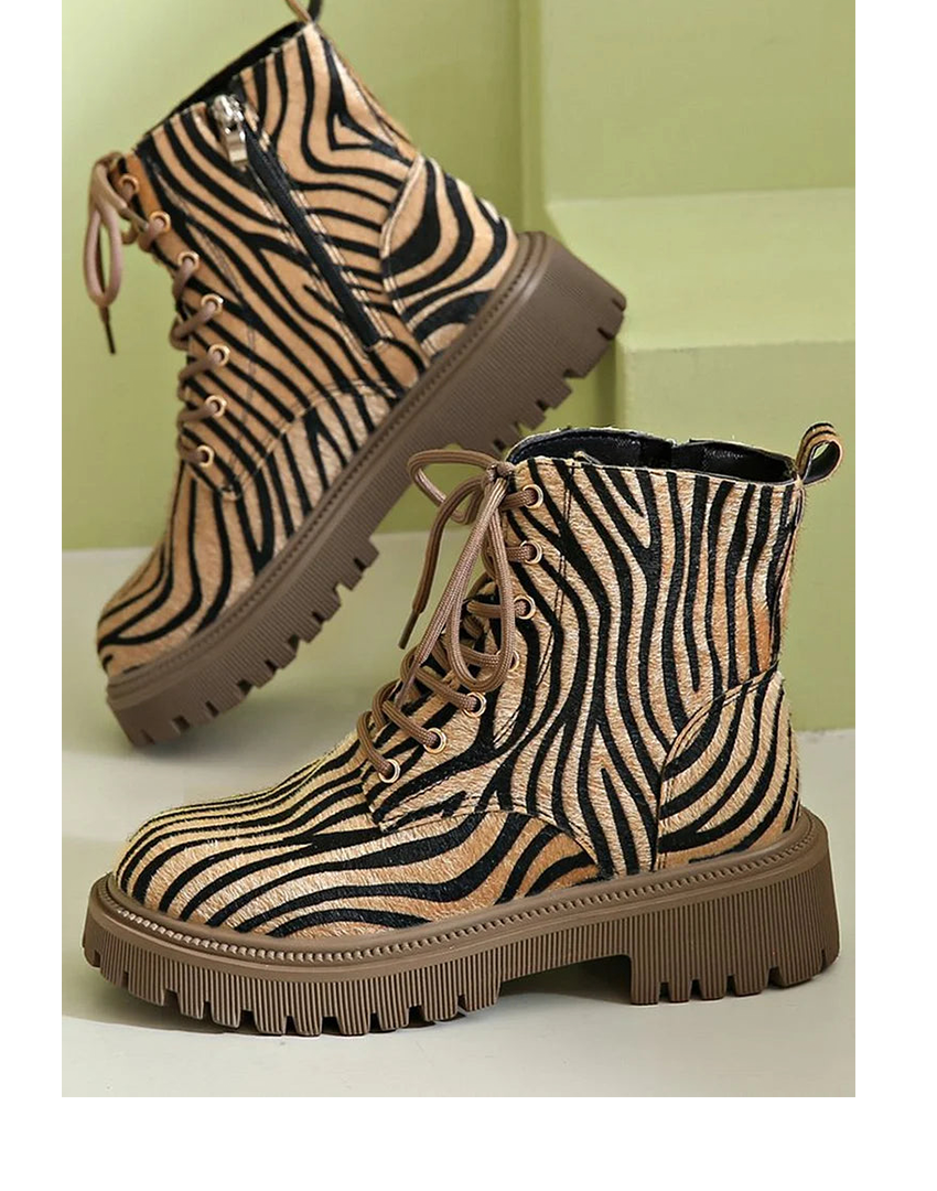 Jemima | Auffällige Zebra-Schnürstiefel Für Damen