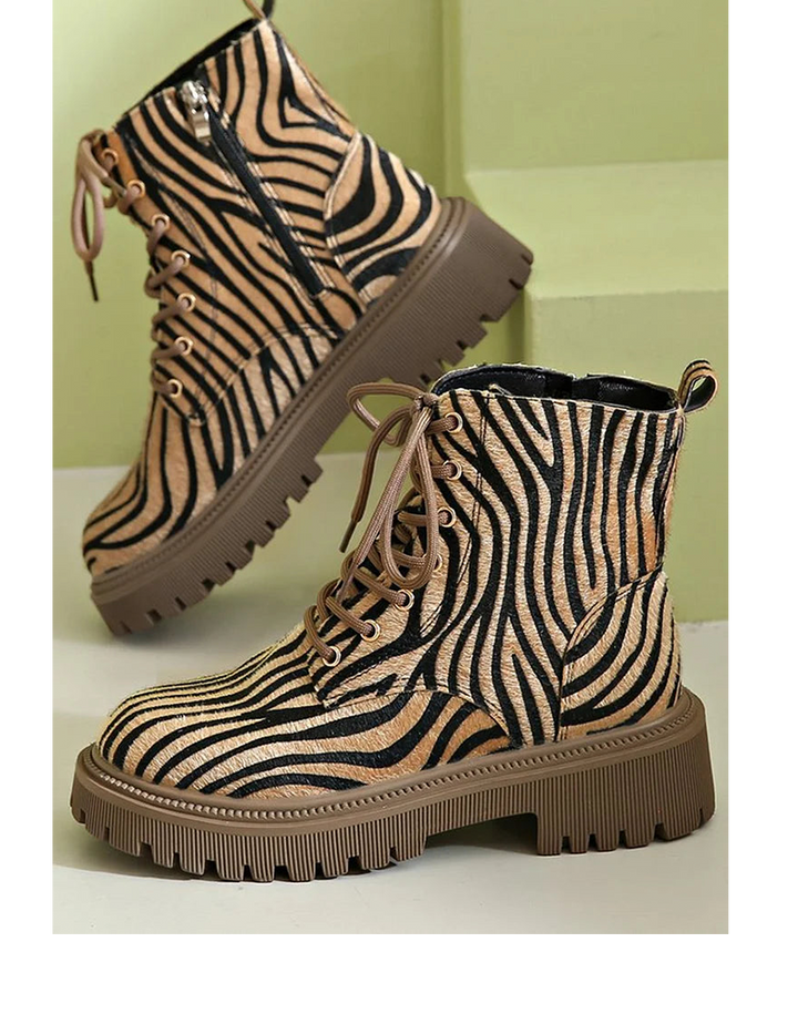 Jemima | Auffällige Zebra-Schnürstiefel Für Damen