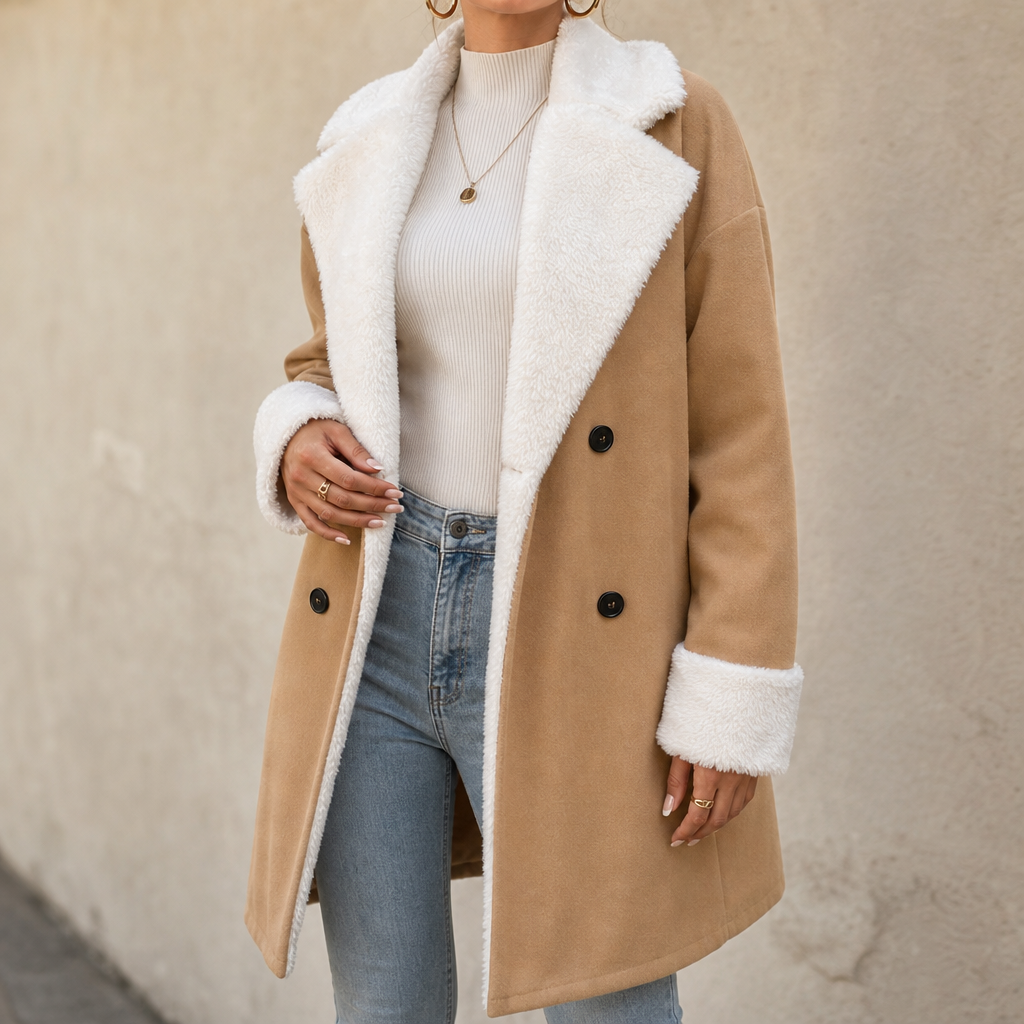 Mayfield | Wollmantel mit Plüschbesatz für Frauen