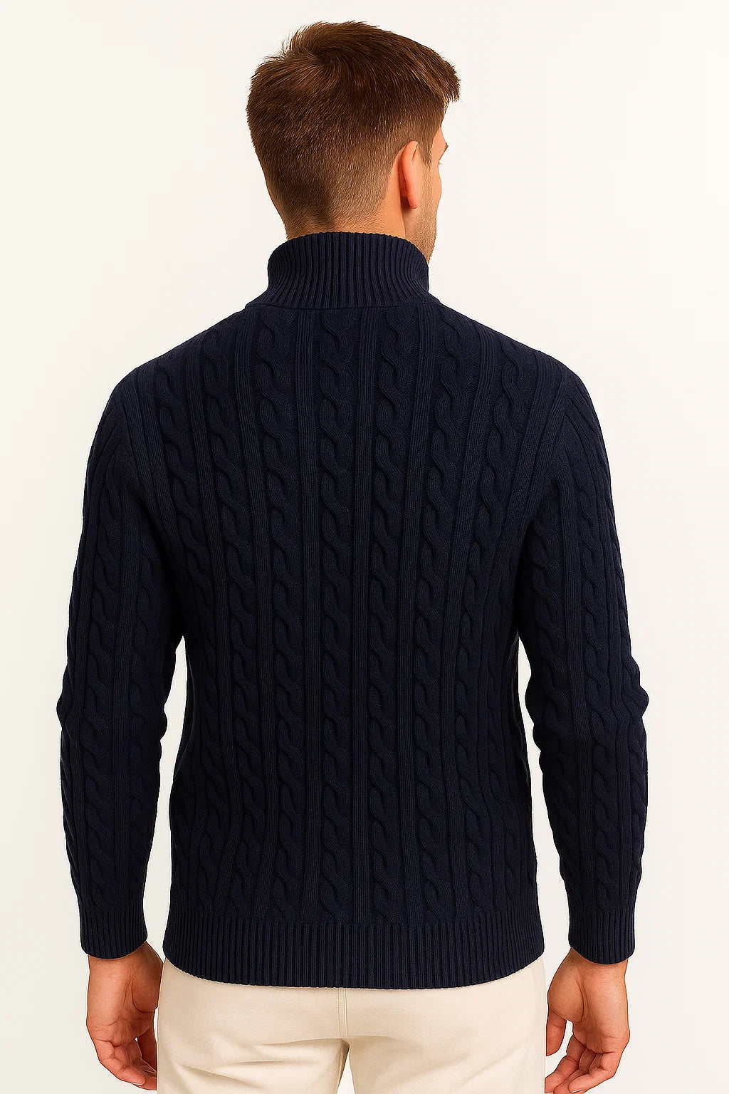 Julian | Klassischer Strickpullover mit Zopfmuster und Reißverschluss