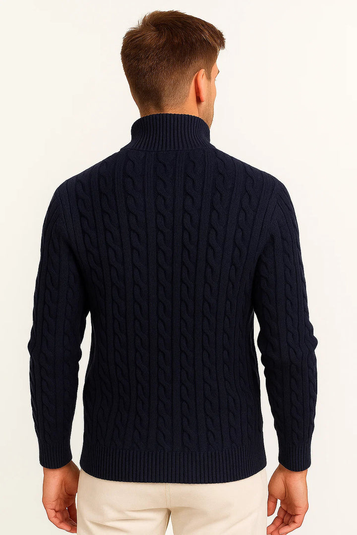 Julian | Klassischer Strickpullover mit Zopfmuster und Reißverschluss