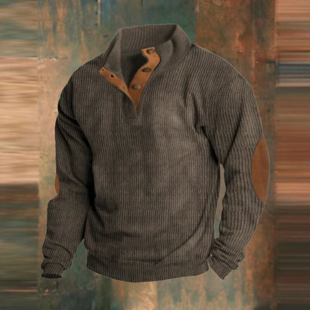 Ryan | Klassischer Herren Retro Rippstrickpullover Mit Ellbogen-Patches