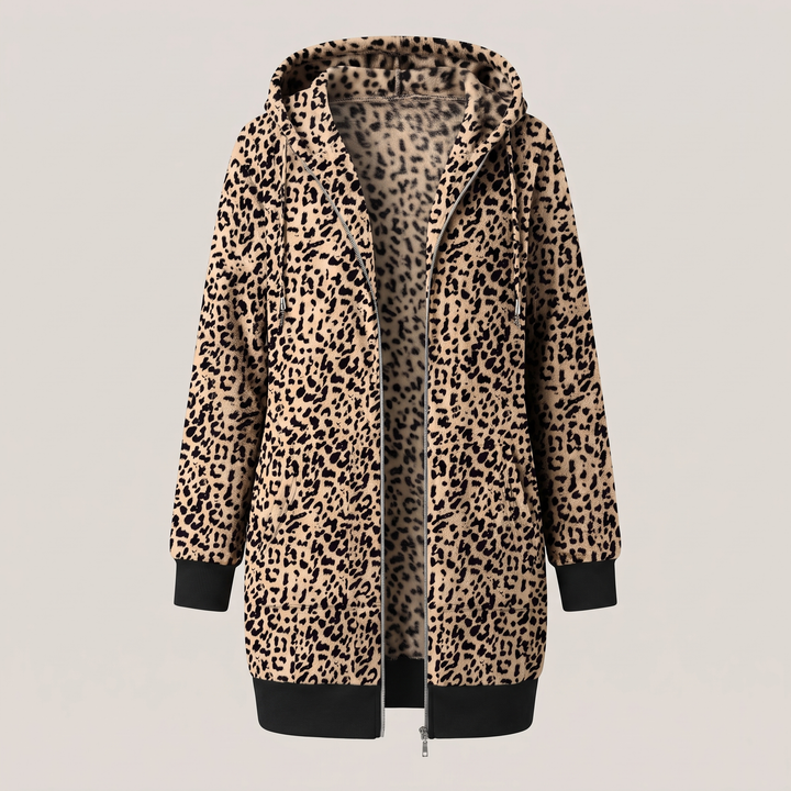 Clara | Comfortable long hooded coat with a zipper