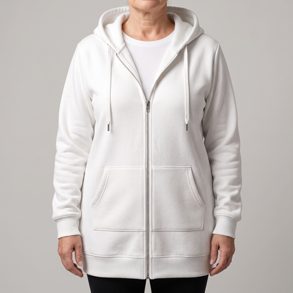 Clara | Comfortable long hooded coat with a zipper