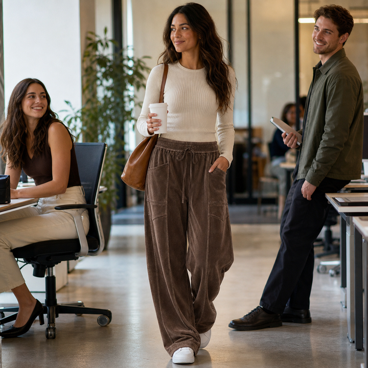 Draperie | Weite Corduroy-Hosen mit Kordelzug für Damen