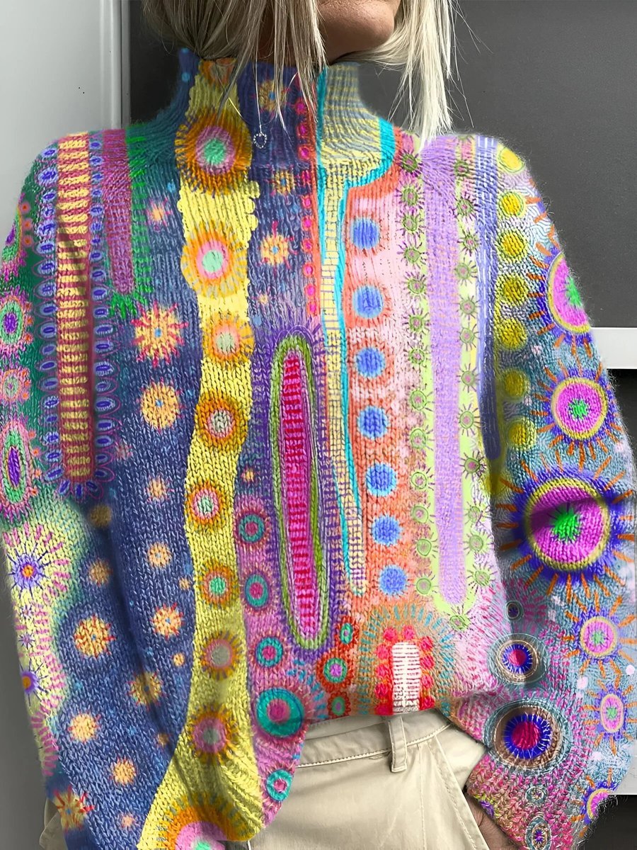 Charlotte | Rollkragenpullover – Buntes Strickdesign für Frauen