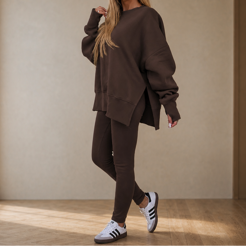 Graceful | Side-Slit Sweatshirt und Leggings Set für Frauen