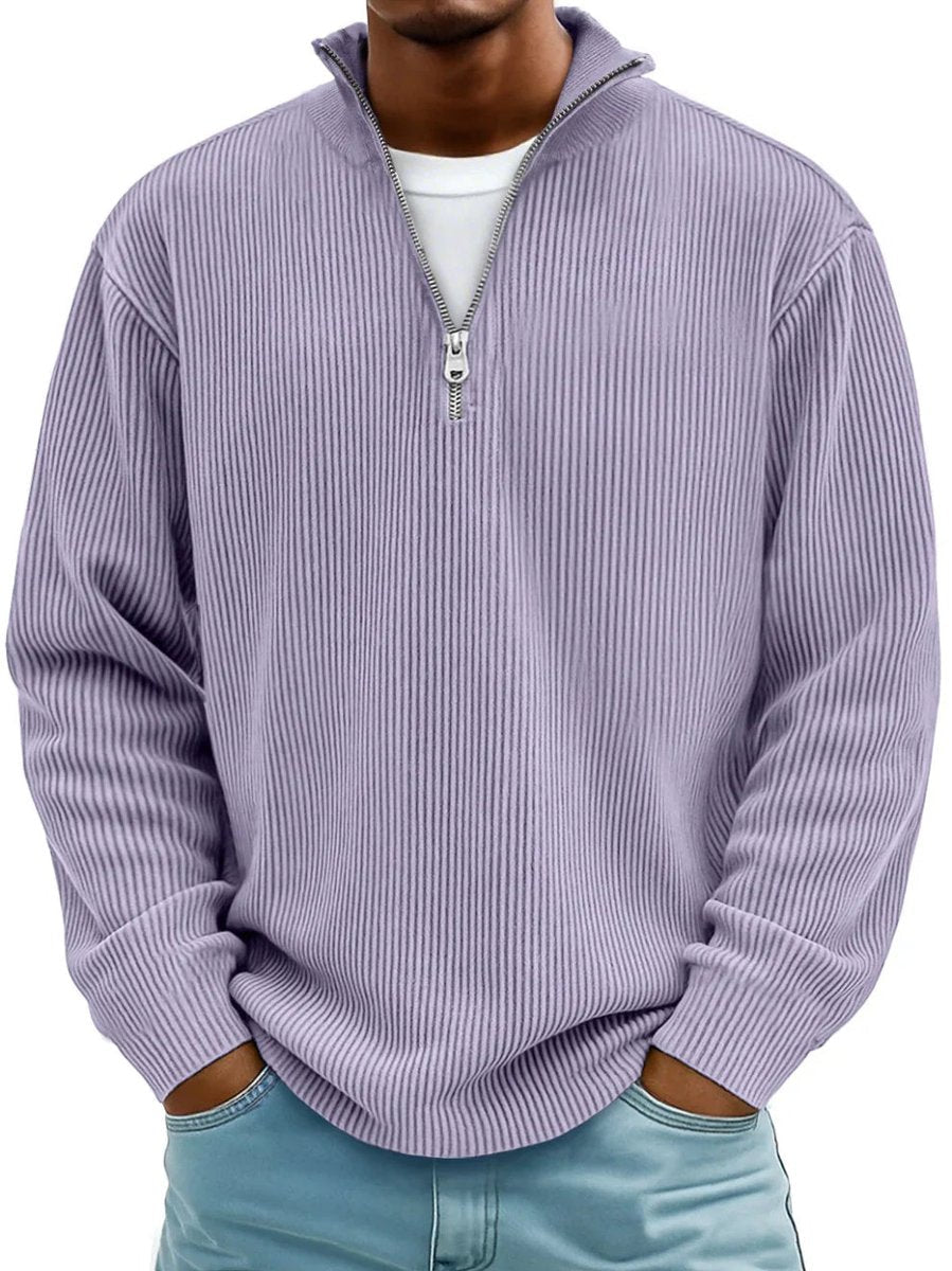Tobias | Stilvoller Herren Rippstrickpullover Mit Quarter-Zip