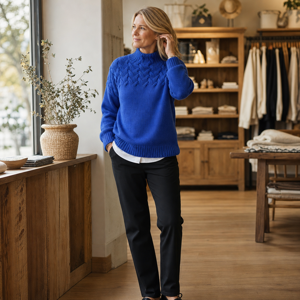 Cozette | Braided Cable-Knit Turtleneck Sweater – Warm & Stylish