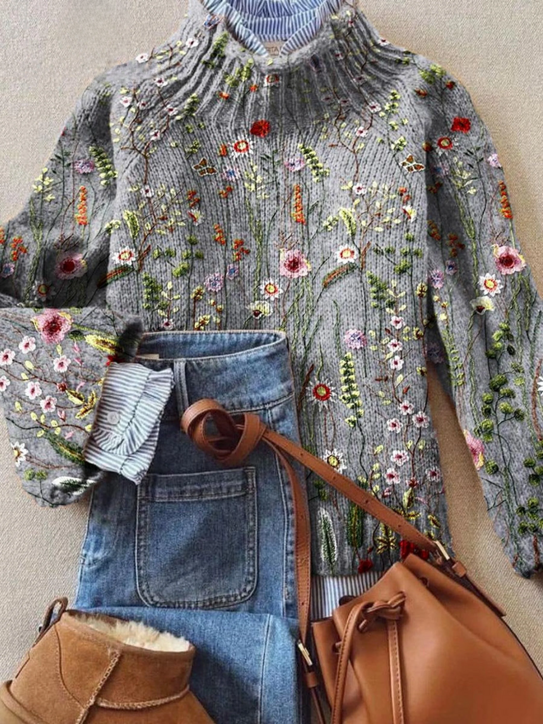 Abigail | Vintage Floral Strickpullover – Zeitloser Stil für Frauen