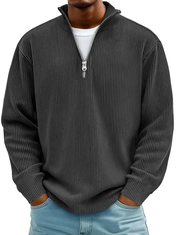 Tobias | Stilvoller Herren Rippstrickpullover Mit Quarter-Zip