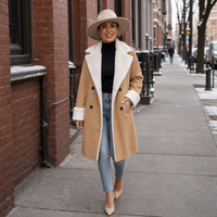 Amelia | Stylish women's wool coat with soft plush trim