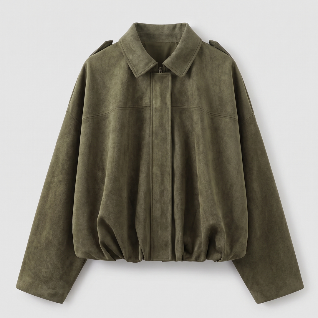Suede | Cropped Suede Collar Bomber – Moderner Stil für Frauen