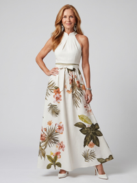 Elise | Elegant maxi dress with draped halter neckline