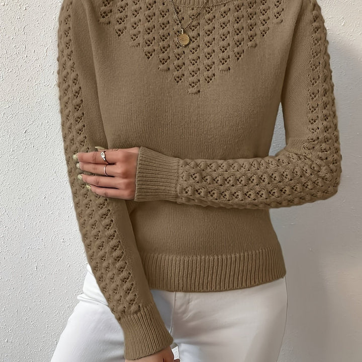 Aveline | Rundhals Pullover mit Pointelle-Strickmuster