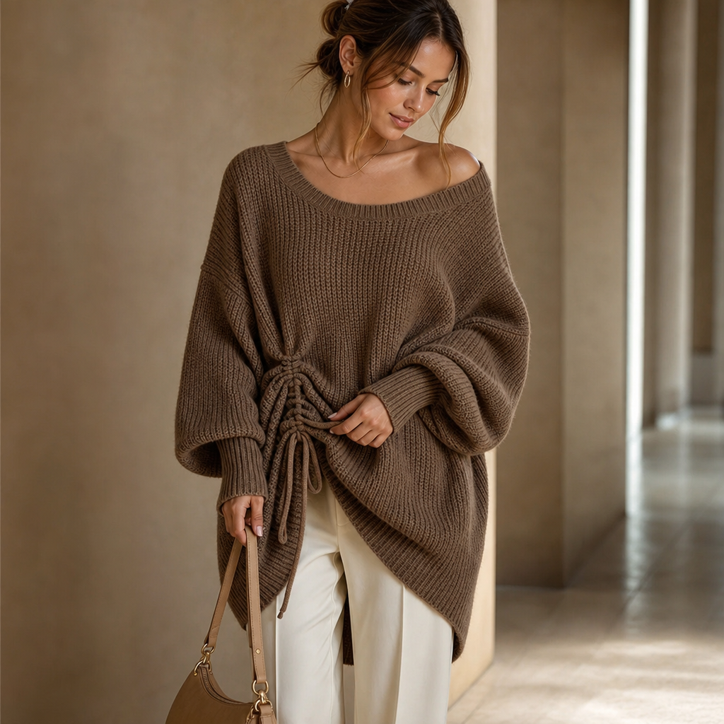 Wearbella | Side-Ruched Oversized Knit Sweater – Bequeme, Entspannte Passform für Frauen