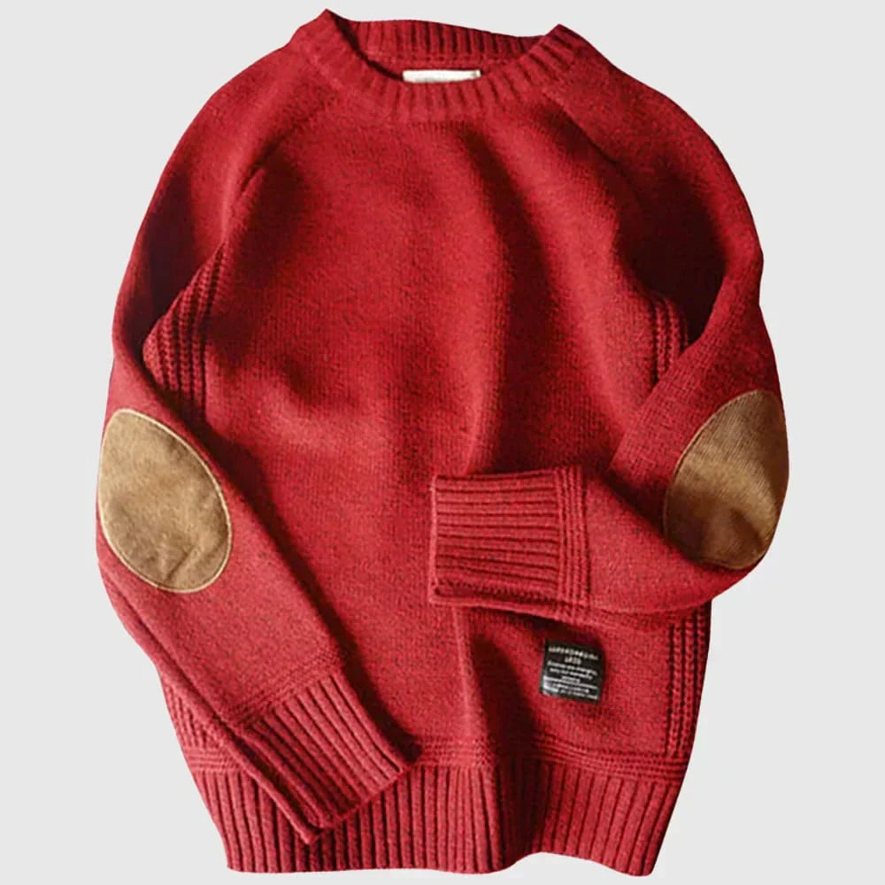 Lukas | Klassischer Herren Strickpullover Mit Ellbogen-Patches