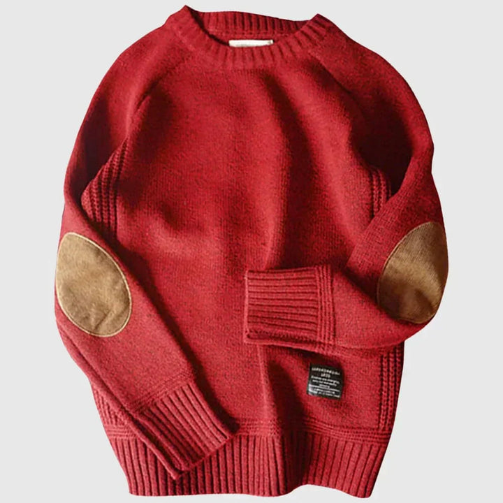 Lukas | Klassischer Herren Strickpullover Mit Ellbogen-Patches